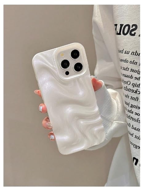 Hot 3D Minimalist Faux Wave Cute Design White Swirl Back Case Cover for iPhone