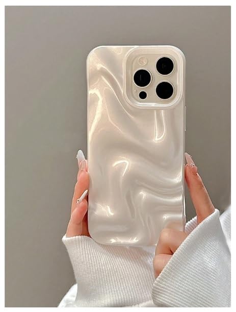 Hot 3D Minimalist Faux Wave Cute Design White Swirl Back Case Cover for iPhone