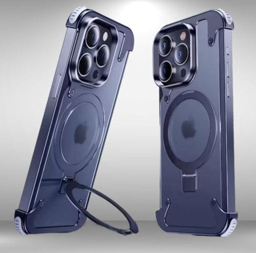 Metal Frameless Armoured Case with Kickstand For iPhone