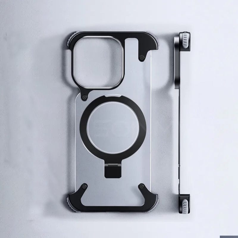 Metal Frameless Armoured Case with Kickstand For iPhone