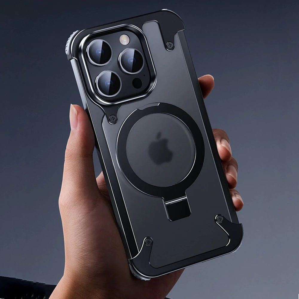 Metal Frameless Armoured Case with Kickstand For iPhone