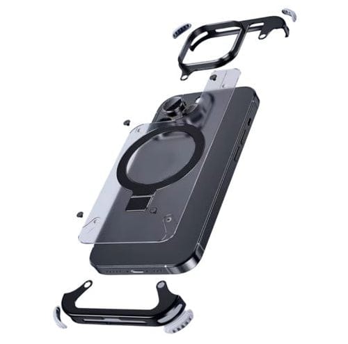 Metal Frameless Armoured Case with Kickstand For iPhone