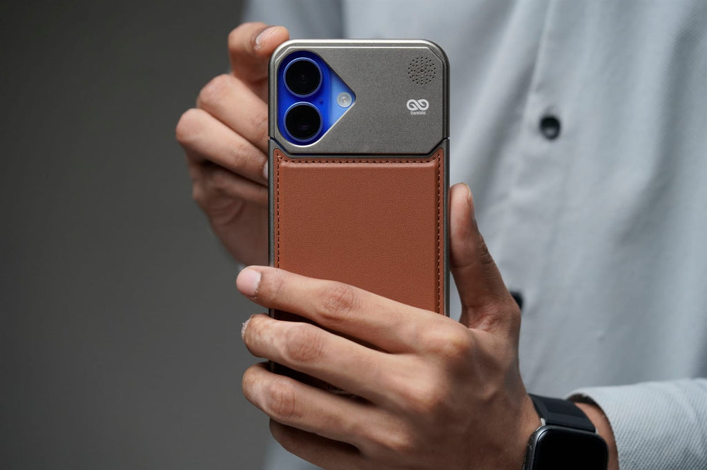 Titanium Frame Vegan Leather Case For iPhone