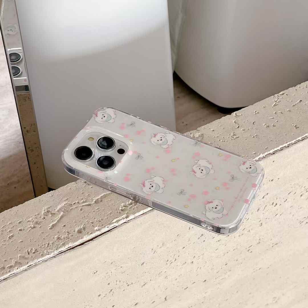 Baby Puppy Silicon Case For iPhone With Bow Charm