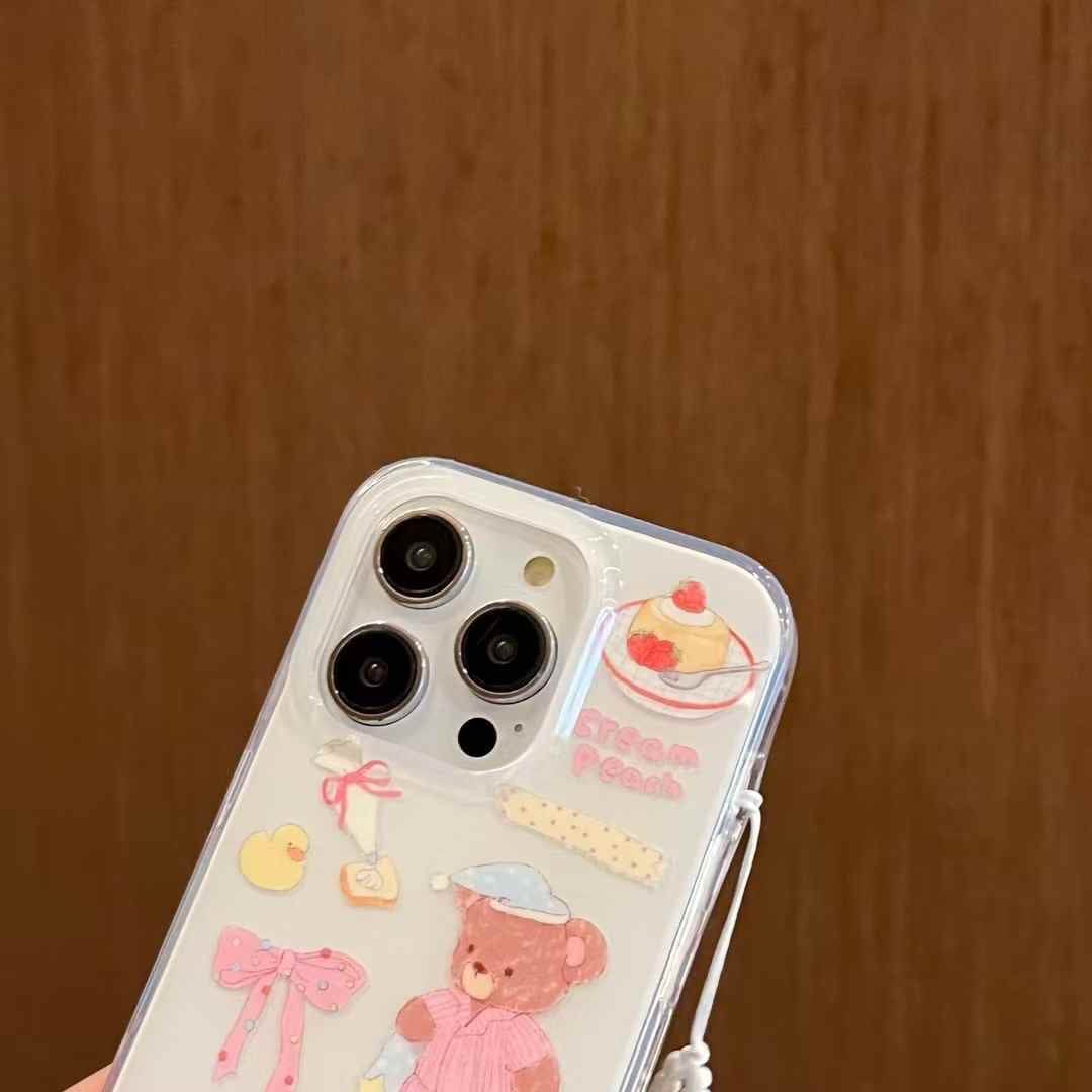 Cute Cartoon Silicon Case For iPhone With Charm