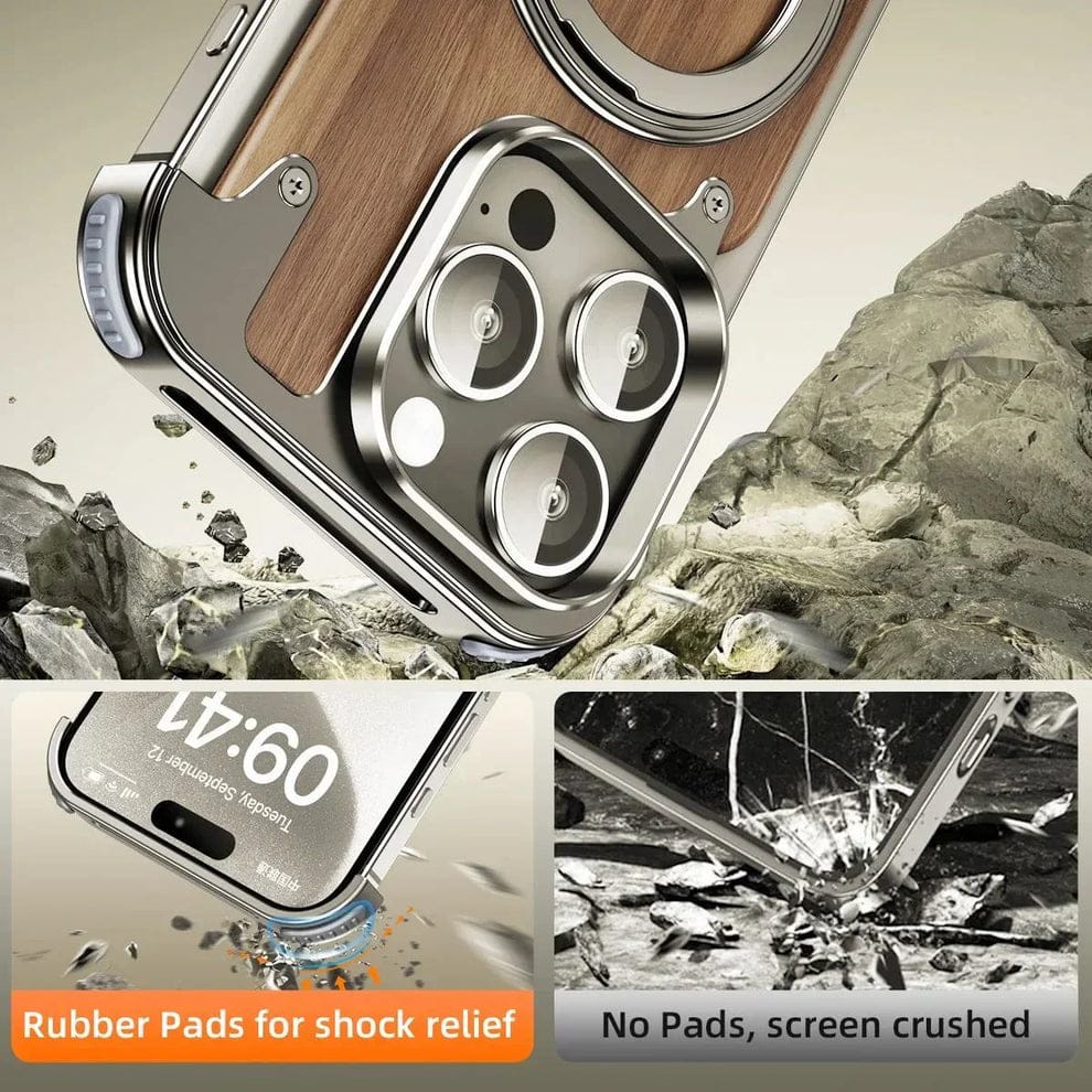 Luxury Wooden Metal iPhone Case