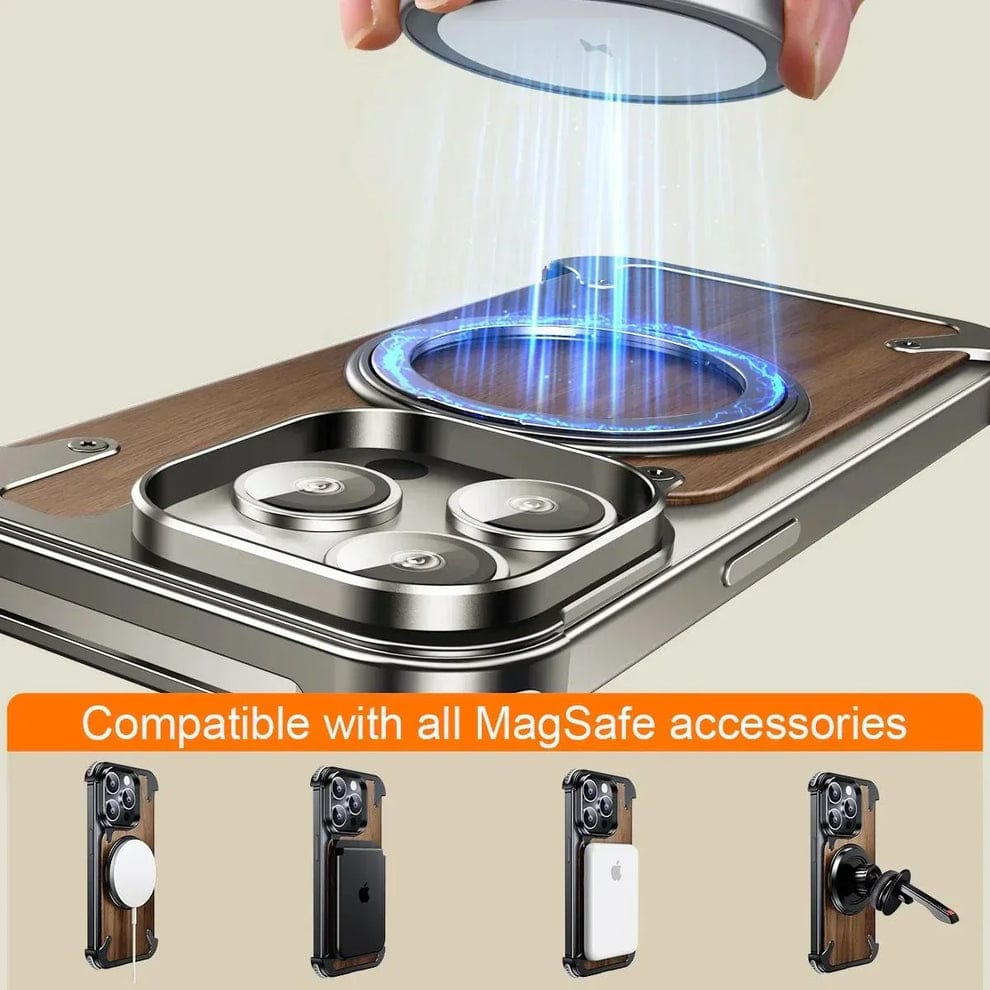 Luxury Wooden Metal iPhone Case