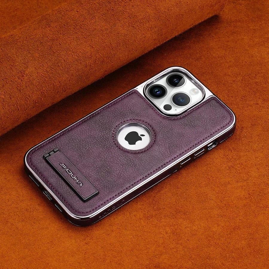 Exclusive Leather Bracket Holder Case For iPhone