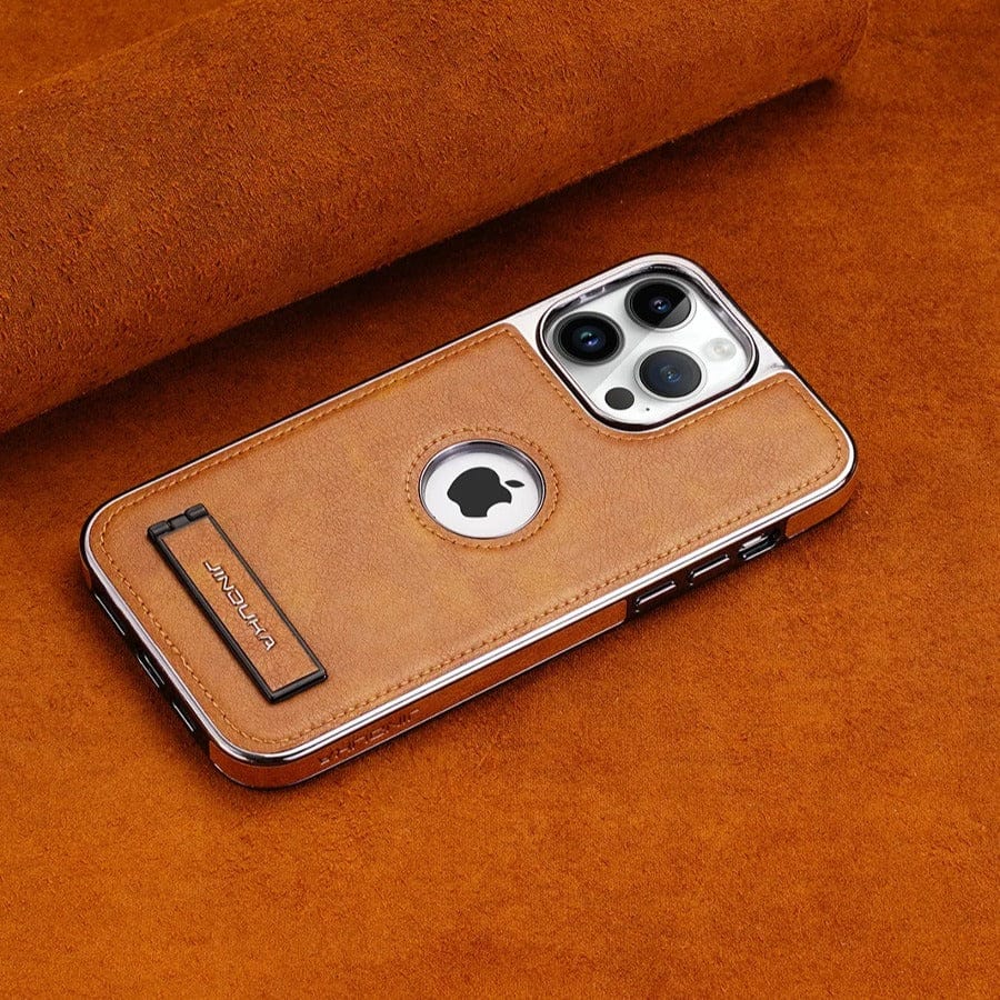 Exclusive Leather Bracket Holder Case For iPhone