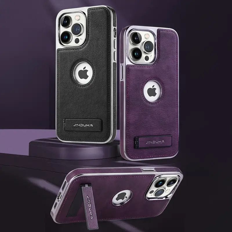 Exclusive Leather Bracket Holder Case For iPhone