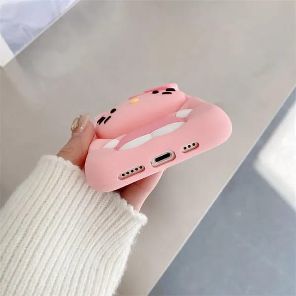 3D Cartoon Hello Kitty Case Bow Cat Girly Kitty Doll Animal Back Case For iPhone