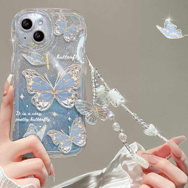 Fashion Gradual Colors Glitter TPU Butterfly Phone Case