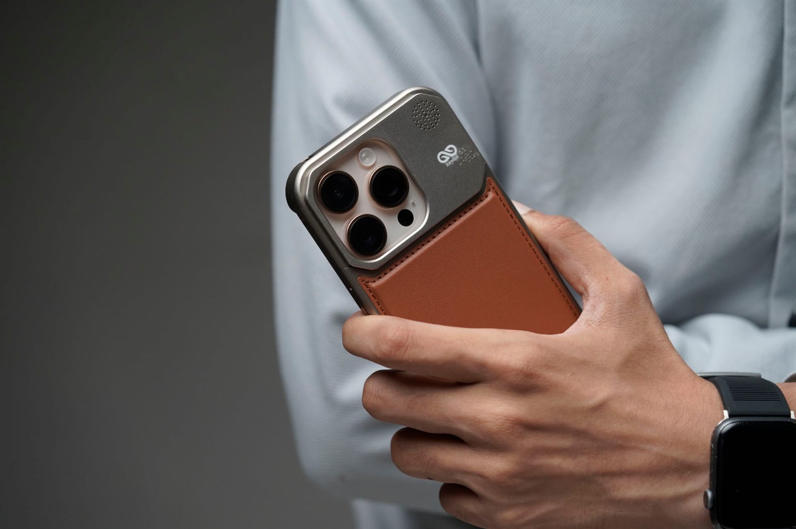 Titanium Frame Vegan Leather Case For iPhone